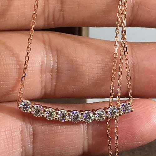 10K Rose Gold Women Pendants Necklaces Moissanite Diamond 9 pcs 0.1 Carat Each Smiley Wedding Anniversary Engagement Party Gift