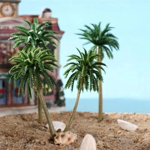 15pcs Scenery Model Coconut Palm Trees Artificial Plant Simulation Coconut Tree Sand Table Model Tactical Props Home Decor