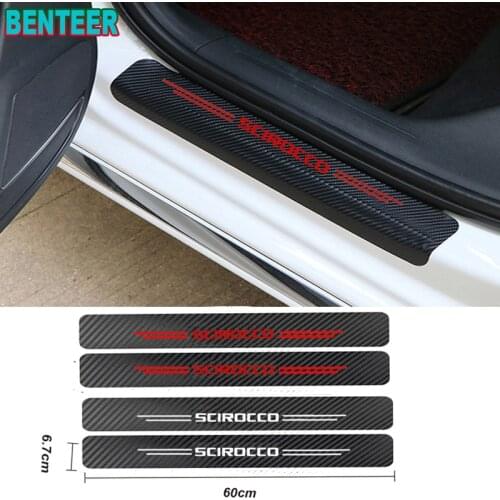 2pcs/lot NEW Carbon Fiber Car Door Sills Protector Stickers for VW Scirocco