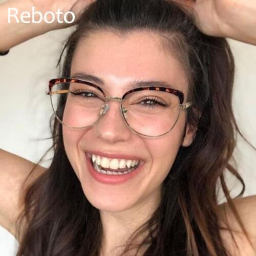 2021 Trends Cat Eye Glasses Frame Womens Fashion Metal Anti Blue Light Optical Computer Glasses Eyeglasses Fashion Eyewear