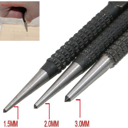 3PCS Non-Slip Center Pin Punch Set 3/32" High-carbon Steel Center Punch For Alloy Steel Metal Wood Drilling Tool