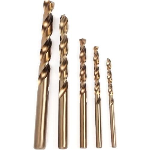 5pcs Coated Drill Bits 1/4 " Round Shank Twist Drill Bits 4mm-10mm High Speed Steel Woodworking Metal Straight Drilling Tool