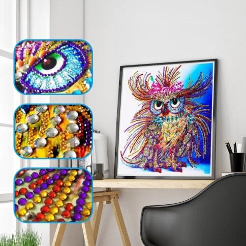 5d diy special-shaped round crystal diamond painting owl diamond embroidery shiny painting rihinestones diamond painting uilen