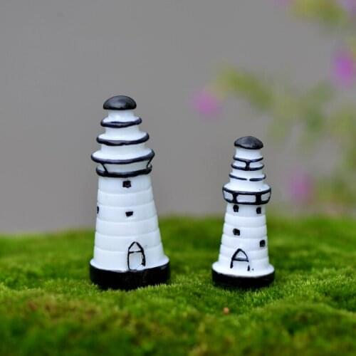 6PCS White Tower Lighthouse Buddhist Pagoda Building Small Statue Little Figurine Crafts Ornament Miniatures DIY Decor