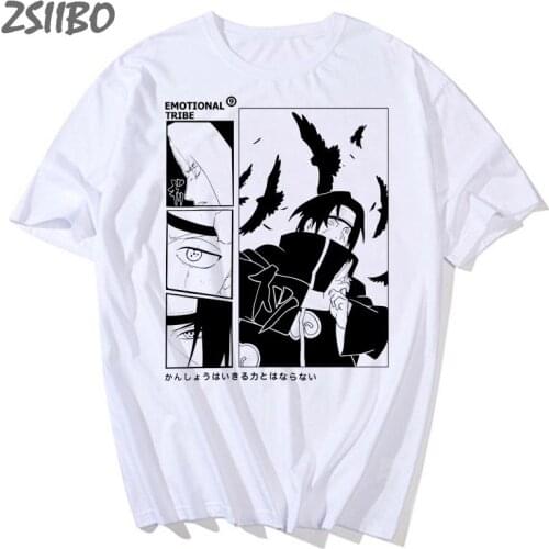 Akatsuki Harajuku Japanese Anime T Shirt Men Contton Itachi Funny Cartoon T-shirt Casual Cool Streetwear Tshirt HipHop Tops Male
