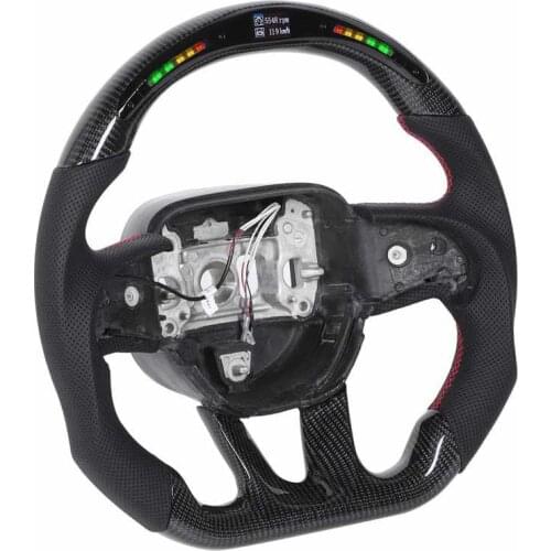 Car Steering Wheel Carbon Fiber LED Shift Lights Display Steering Wheel Fit for Dodge Challenger/Charger SRT HELLCAT 2015-2020
