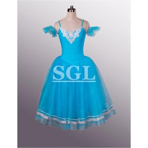 Free Shipping Adult Blue Long Skirt For Sale Romantic Tutus Children Ballet Tutu Dress Leotard Tutu Dance Girl AT1068B