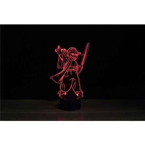 Free Shipping Movie Souvenir 3D Led Illusion Night Light For Kid Star War Yoda Shape with FCC/UL Certificate YJM-3123