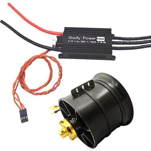 Goofy Power 100A Brushless ESC with QX-MOTOR EDF Ducted Airplane Fan 90mm 12-Blade 6S 1450KV Brushless Motor Kits