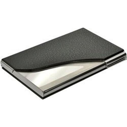 New Black PU Leather&Stainless Steel Business Name Card Case Money Cash Holder Card ID Holders Box