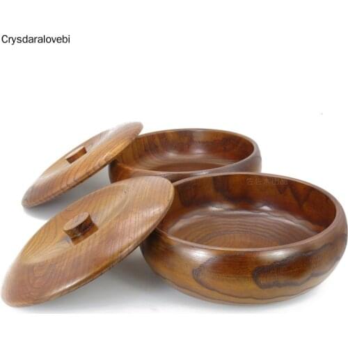 Japan Style Zaka Wooden Bowl with Cover Tableware Big Size for Rice Soup Fine Dinnerware Suit Eco-friendly