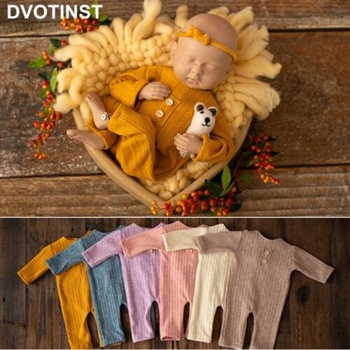 Dvotinst Newborn Baby Photography Props Outfits Knited Button Rompers Outfits Fotografia Accessories Studio Shoots Photo Props