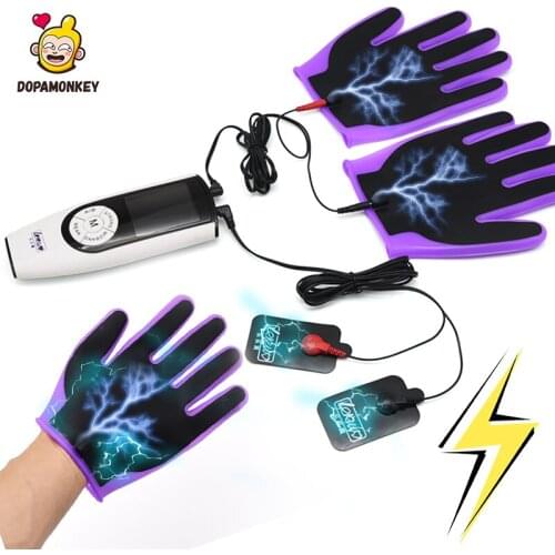 Electric shock gloves For couple Electro Stimulation SM toys Massage Sex Toys for Men Women Masturbation Electric shock sexy toy