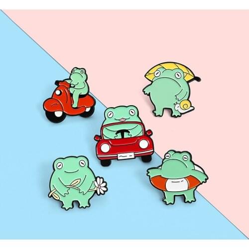 Frog Swimming Ring Enamel Lapel Motorcycle Ginkgo Leaf Snails Badges Brooches For Women Men Children Gift Pins Jewelry Wholesale