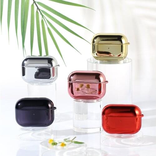Electroplated Metal Solid Color Wireless Headset Bluetoothcase For Apple AirPods Pro 3 Wireless Earphone Cover Chaging Box Bags