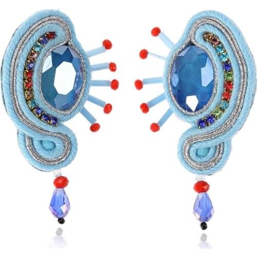KpacoTa Soutache Handmade sky blue Womens earrings piercing Beautiful Accessories Crystal earring trend new jewelry cute gift