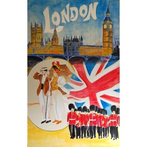 Lodon The Royal Guard Art Map Retro Vintage Kraft Travel Poster Canvas DIY Wall Sticker Home Bar Posters Decoration Gift