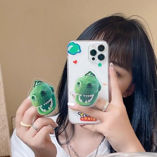 Cute Jurassic Dinosaur Phone Case For iPhone 11 12 Pro Max XS XR X 7 8 Plus SE2020 Tyrannosaurus Holder Stand Soft Silicon Cover