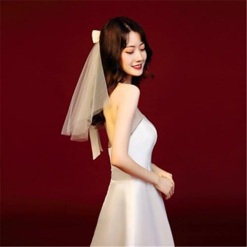 The New Bow Knot White Veil Multi Layer Fluffy Small Veil Bridal Wedding Veil Short Bridal Veil Wedding Party Decor Accessories