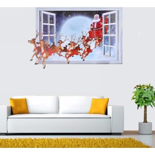 Newest DIY Christmas Santa Claus Reindeer Window Stickers Static Xmas Home Party Decor