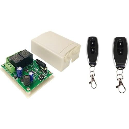 QIACHIP 433Mhz DC 6V 12V 24V 2CH RF Relay Receiver Module Universal Wireless Remote Control For Garage Door Opener Controller