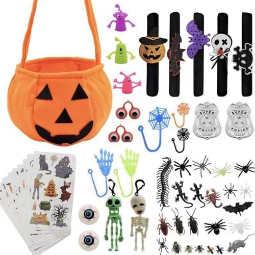 Halloween Tricky Props Halloween Party Haunted House Accessory Favors Pumpkin Candy Bucket Toy Set for Kids Children
