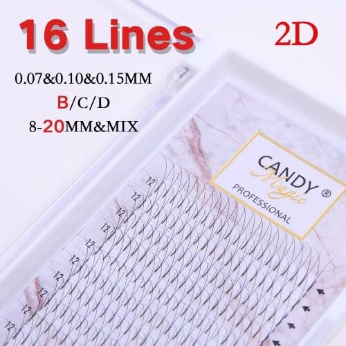 Candy Magic 16 Lines Premade Volume Fans Lash Russian Volume Eyelash Extensions Pre made Lash Extension Faux Mink Lash