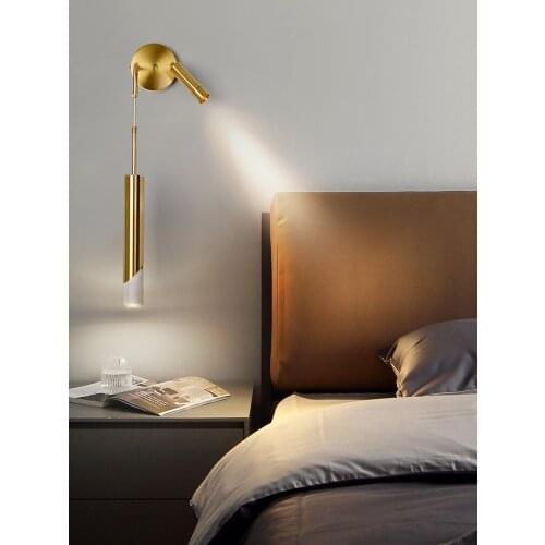 Light luxury wall lamp modern minimalist Nordic living room background wall hanging wire spotlight reading bedroom bedside lamp