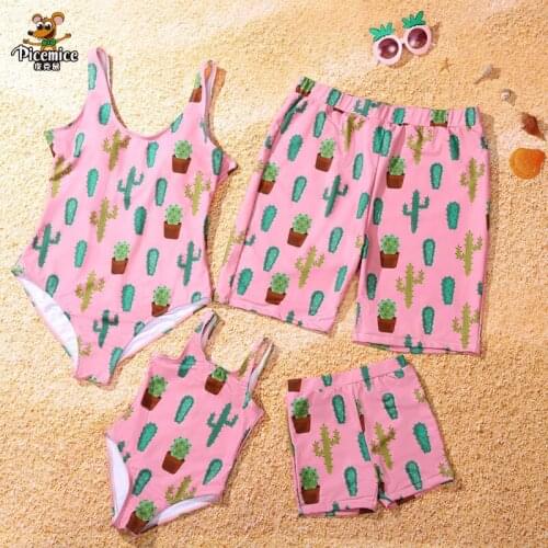 Family Swimwear Mother Daughter Floral Swimsuit Bathing Suits Dad Son Swim Shorts Mommy Daddy And Me Matching Beach Swim Suits