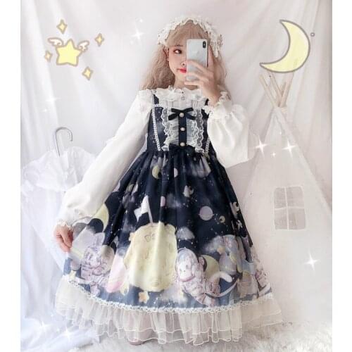 Lolita Style Dress 2019 New Japanese Sweet Kawaii Lolita Spaghetti Strap Vintage Dress Cos Tea Party Loli Party Dresses