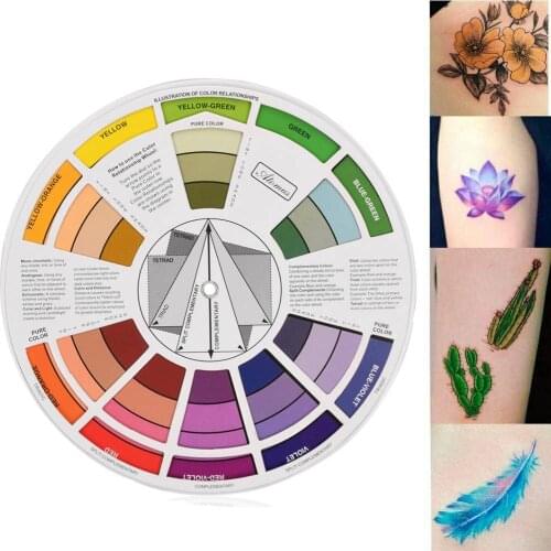 ATOMUS 12 Colors Wheel Tattoo Nail Art Makeup Accessories Colorful Permanent Mix Color Microblading Tattoo Pigment 23.5 x 23.5cm