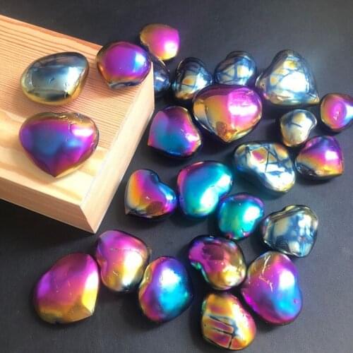 Titanium aura quartz crystals heart natural gemstones minerales reiki healing jewelry decoration