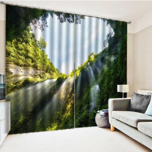 High quality custom 3d curtain fabric nature scenery heart curtains thickened windshield blackout curtains