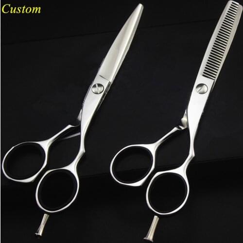 Custom japan 440c 9cr13 5.5/6/6.5 inch hair cutting scissors barber makas thinning shears haircut scissor hairdressing scissors
