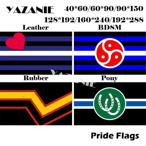 YAZANIE 128*192cm/160*240cm/192*288cm Leather BDSM Rights Pony Rubber Tolos Moats Pride Flags and Banners Rainbow Car Hand Flag
