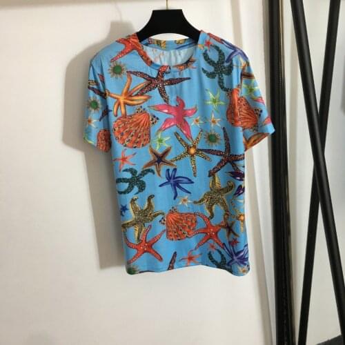 Summer Fashion Womens print Short sleeves T-shirts Tee Tops C872