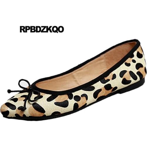2018 Bow Slip On Leopard Print Large Size Women Flats Shoes With Little Cute Bowtie China Brand Pointed Toe Chinese Designer