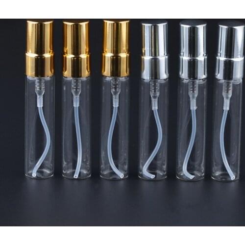 10pcs 5ml Mini Glass Parfum Bottle Atomizer With Silver Gold Aluminum Sprayer Refillable Perfume Spray Bottles Empty Container