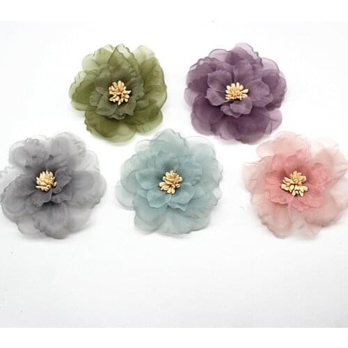 10PCS Chiffon Flowers Boutique hair accessories DIY Flower Headwear Fashion Accessory Hair Flowers No Hair Clip for headband