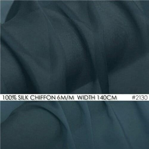 100% SILK CHIFFON FABRIC 5mm Width55"-140cm Pure Soie Fabrics For Women Beach Dresses Blue Color