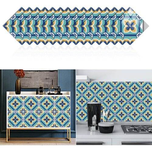 15pcs/set European-style Pattern Tile Stickers Bathroom Kitchen Waterproof Self-adhesive Wall Stickers Home Decoration Stickers