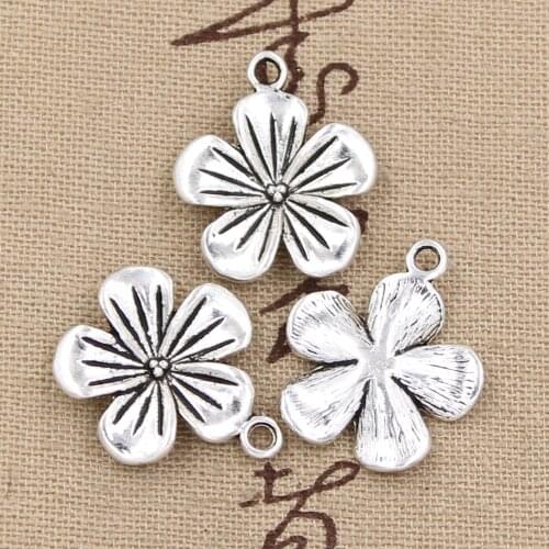 15pcs Charms Flower 23x19mm Antique Bronze Silver Color Plated Pendants Making DIY Handmade Tibetan Bronze Silver Color Jewelry