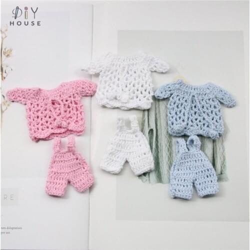 2Pcs Knitting Crochet Cute Small Clothing DIY Craft Supplies Toys Doll Decorative Accessories Material Ornaments Mini Garment