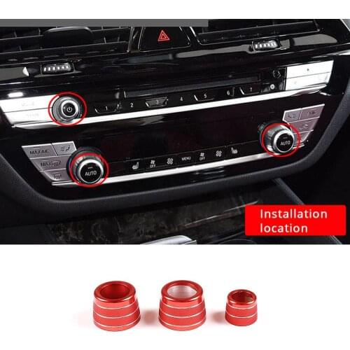 3Pcs Alloy Audio Air Conditioner Knob Decorative Ring for BMW 5 Series G30 G38 X3 X4 G01 G02 6 Series GT 2018-2020 Accessories