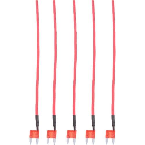 5 Pieces Car RV Boat 10A 32V ATM/APM Fuse Medium Blade Style with 16AWG Wire