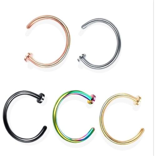 6pcs/lot New Arrival Rose Gold Stainless Steel Nose Ring For Women Nose Stud Body Piercing Fashion jewelry wholesale