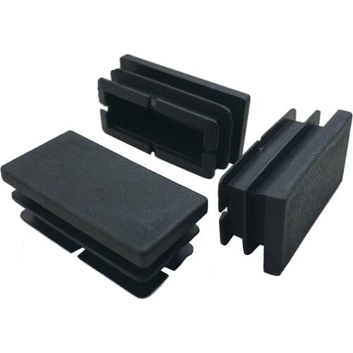 Promotion! 8 Pcs Black Plastic Rectangular Blanking End Caps Inserts 20mm x 40mm Plastic Ribbed for assembly and secure fitting