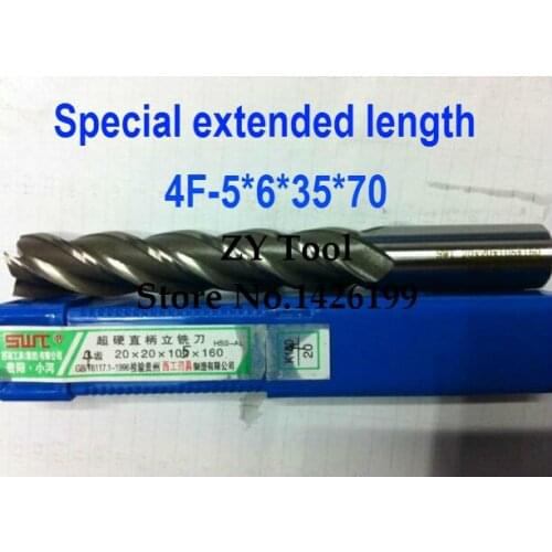 Free shipping 5pcs 5mm 4 Flute HSS & Special extended length Aluminium End Mill Cutter CNC Bit Milling Machinery Cutting tools