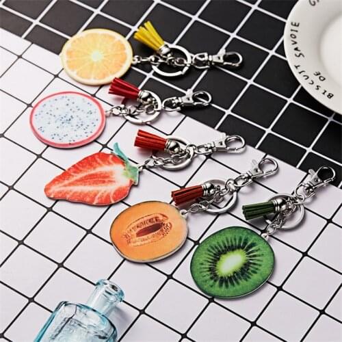 Cute Simulated Fruit Orange Pineapple Tomato Watermelon Keychain Couple Jewelry Women Fashion Christmas Small Gift