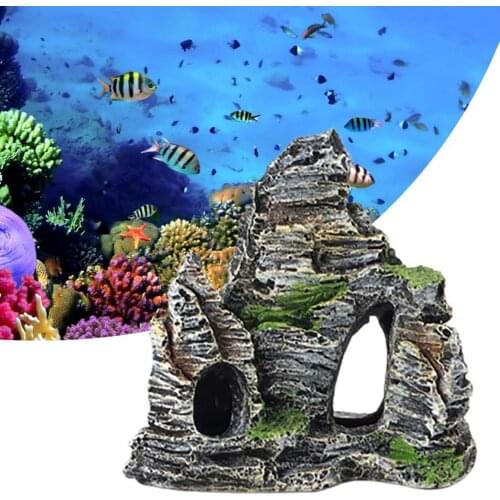 Rockery Ornament High Simulation Fish Hideout Resin Mountain View Aquarium Decoration for Home Decor Figurines Miniatures
